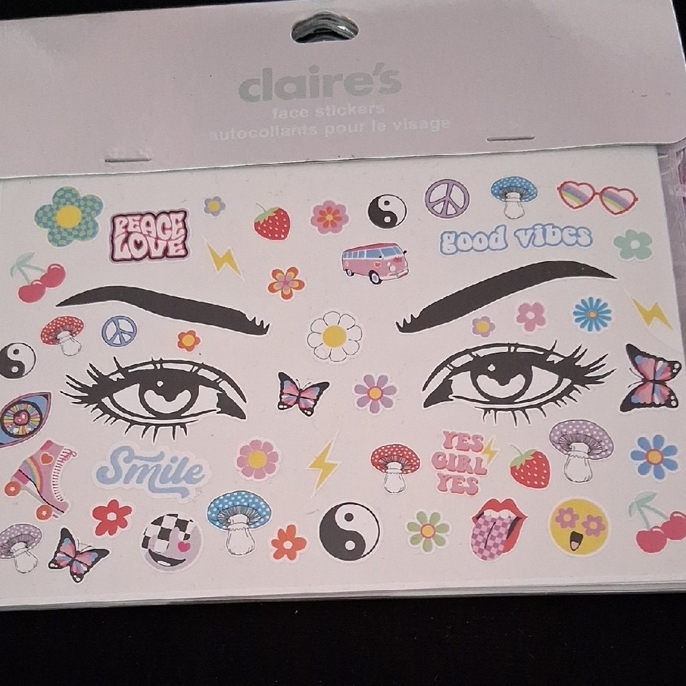 Claire's Vibrant Face Stickers with Peace and Love Motifs - Picture 5 of 5